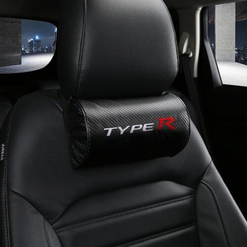 Carbon Fiber Car Headrest Leather Seat Neck Pillow Head Neck Support Pillow For Honda Typer For Civic XR-V HR-V Type R Accord