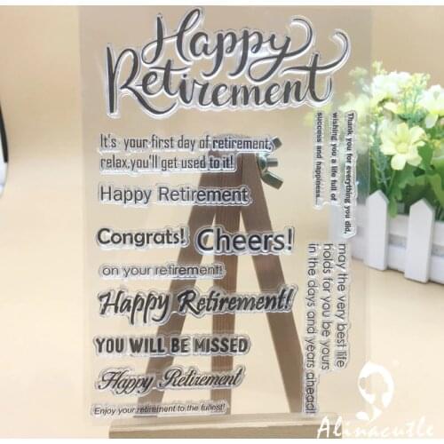 CLEAR STAMPS Die Cut Happy Retirement DIY Scrapbooking Card Album Paper Craft Rubber Roller Transparent Silicon AlinaCraft