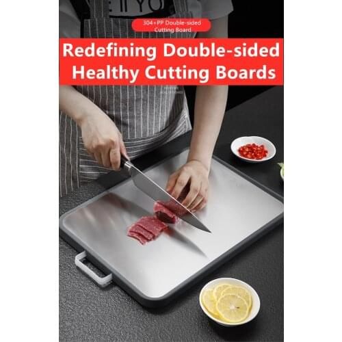 Quality stainless steel chopping board, double-sided cutting board, thickened PP cutting board home kitchenware