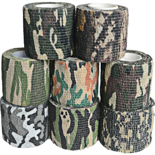 Optional Color 12Rolls Self-adhesive Tactical Stretch Camouflage Bandage 5cm*5m Breathable Nonwoven Protective Camouflag Tape