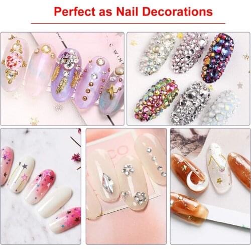 Nail Crystal Rhinestones 12 Boxes of 144 Pieces Mixed Color 3D Art Deco Rhinestone Jewelry Stone Gold Foil Trim DIY Rhinestone