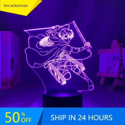 Anime Attack on Titan Levi Ackerman Led Night Light Lamp for Bedroom Decoration Kids Gift Attack on Titan Table 3d Lamp AOT Levi