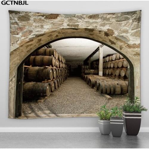 Wine Cellar Printing Tapestry Retro Style Wall Hanging Boho Decoration Hippie Tapestries Psychedelic Room Bedroom Home Blanket
