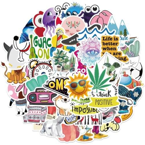50Pcs Cartoon small fresh Sticker Cute Series Waterproof Graffiti Sticker Childrens Toy Sticker Water Cup Bike Luggage Sticker