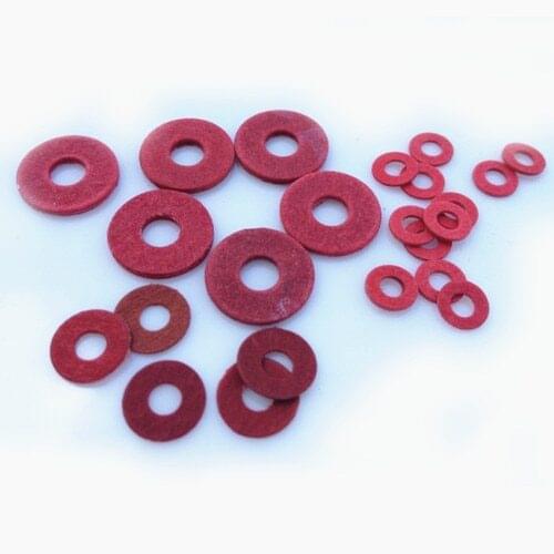 100Pcs M2 M3 M4 M5 M6 M8 M10 Steel Flat Pad Insulation Washers Red Paper Meson Gasket Spacer Insulating Spacers