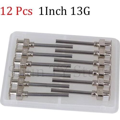 12 Pcs 1.5 Inch Silver Stainless Steel 13Ga Connector Glue Head Dispensing Needle, Suitable For Dispensing Electronic Components
