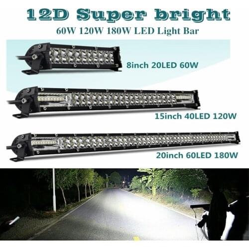 12D 8 15 20 inch 60W 120W 180W LED Work Light Bar Combo 4x4 Offroad LED Light Bar for Tractor Boat 4WD Trucks ATV Car Led Lights