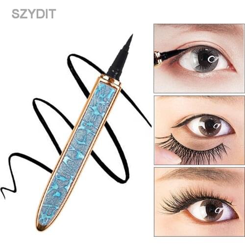 New 2 In 1 Magic Self Adhesive Eyeliner No Glue Non Blooming Quick Drying Eyelashes Sticking Eye liner Pencil Makeup Tool
