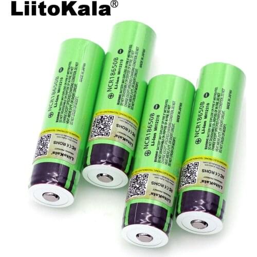 4PCS Liitokala original NCR18650B 3.7V 3400mAh 18650 rechargeable lithium battery for Panasonic flashlight battery Bonus cap