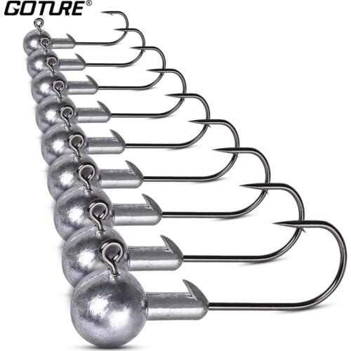 Goture 50PCS Jig Lead Head Fishing Hook 1G 1.5G 2G 3.5G 5G 7G 10G 14G 20G Fishhook for Soft Lure Carbon Steel Fishing Hooks