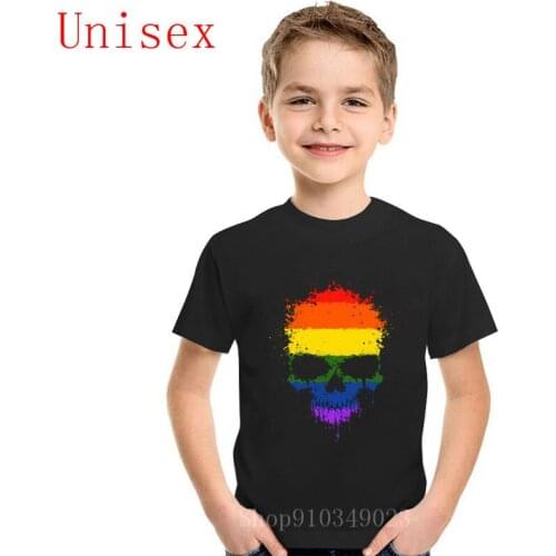 Chaotic Gay Pride Rainbow Flag Splatter Skull boy clothes girls tshirt shirts for teenage girls children clothes boys
