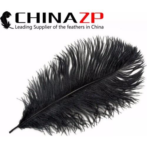 CHINAZP Factory 200pcs.lot Size 25-30cm Dyed Black Natural Ostrich Feathers for Party Decorations