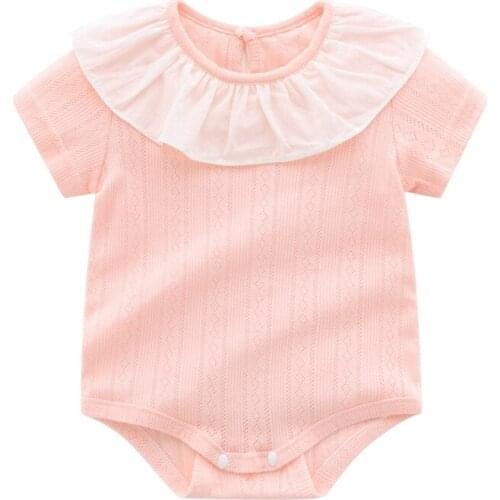 Newborn Girl 0-12 Months Clothes Short Sleeve Birthday Baptism Summer Girl Baby Summer 2021 Romper High Quality Soild Outfits