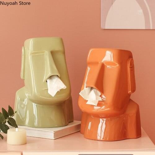 Creative Stone Statue Tissue Box Light Luxury Living Room Coffee Table Home Multi-function Dining Table Drawer Box Decorative