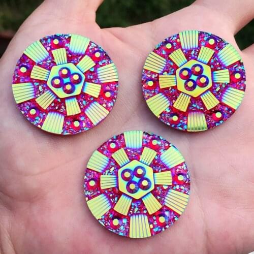 6pcs 35mm AB Flatback stones and crystals Resin Round Rhinestone DIY Wedding decoration Crafts -B721