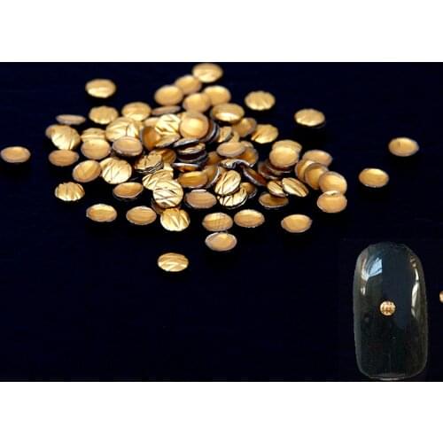 Round Stripe Metal Stickers 3mm 1000pcs Gold/Silver Coating Circular Alloy Stud Glue Backing Beads DIY 3D Nails Art Decorations