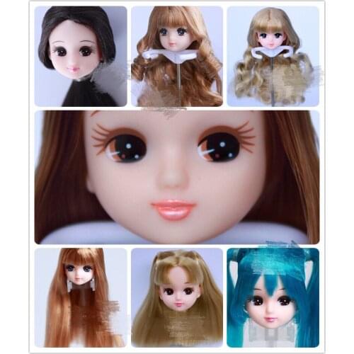 Long Hair Licca Doll Heads Short Long Curve Hair Soft Gold Black Yellow Hair Doll Heads Boy Girl Doll Parts DIY Accessories Toy