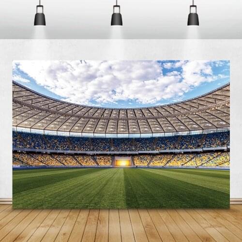 Laeacco Birthday Backdrops Football Soccer Field Stadium Customized Photography Backgrounds Baby Shower Boy Newborn Photozone
