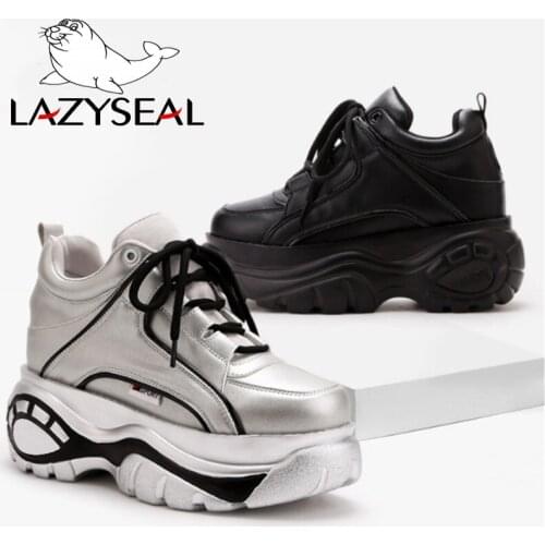 LazySeal Platform Shoes Women Boots Spring Sports Ultra-light Height Increasing Boot Woman Thick Soled Lace-up High-heeled Shoes