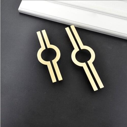LCH Top Quality Chinese Style Solid Zinc Alloy Brushed Gold Handle Cabinet Drawer Knob Door Pull Chinese Style Half Moon