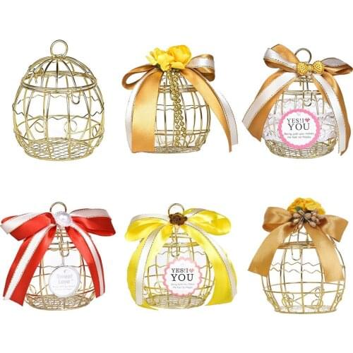Mini Vintage Hollow Birdcage Candy Chocolate Box Baby Shower Favor Gift Boxes for Guests Wedding Party Birthday Souvenir