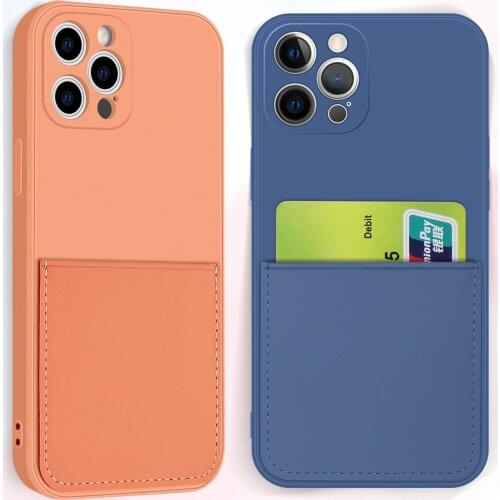 Soft Silicone Phone Cases for iPhone 12 11 Pro Max Mini SE 2020 XS X XR 7 8 Plus with Card Slot Wallet Back Cover Protect Fundas