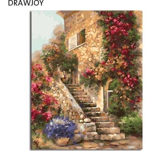 DRAWJOY Landscape Framed DIY Painting By Numbers Wall Art Acrylic Oil Canvas Paintings Home Decor For Living Room Wall