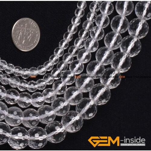 Natural Stone Round Faceted White Rock Quartzs Beads For Jewelry Making Strand 15 inch DIY Bracelet Necklace Jewelry Loose Bead