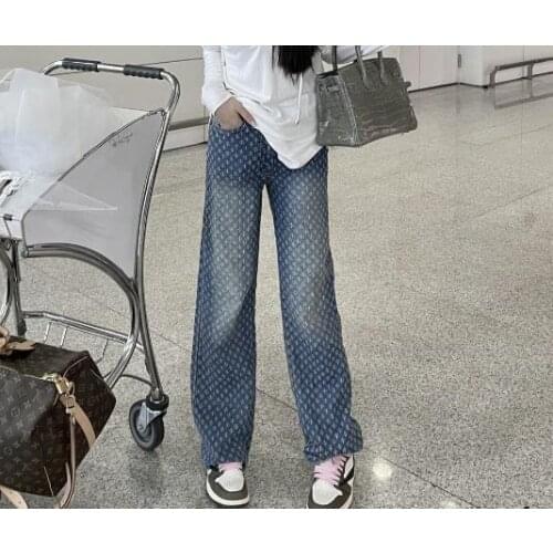 2021 new cotton straight tube high waist jeans womens spring and summer mop floor show thin wide leg pants 0421