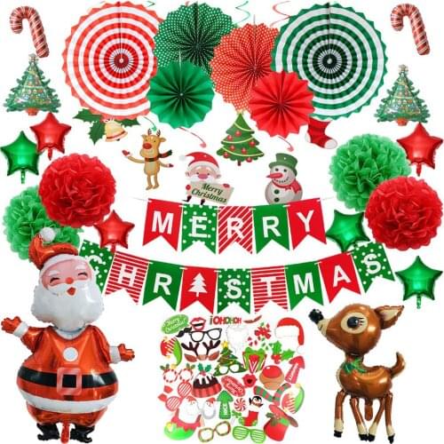 Merry Christmas Balloon Christmas Foil Balloons 1 Set Merry Christmas Balloon Santa Claus Snowman Tree Balls DIY Decor Supplies
