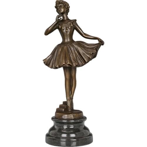 Modern Ballet Dance Teen Girl Bronze Statue Ballerina in Dress Sculpture Figurine Home Decor Child Birthday Gifts