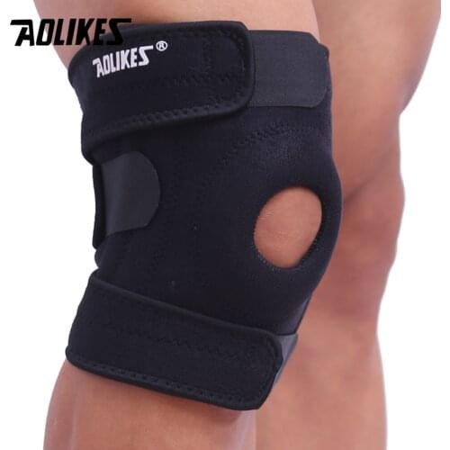 AOLIKES 1PCS Adjustable Elastic Knee Support Brace Kneepad Patella Knee Pads Hole Sports Kneepad Safety Guard Strap For Running