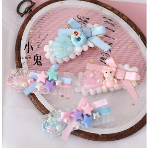 Stimulated Sprouting Lolita Side Clip Japanese-style Cute SOFT Girl Sweet Bared Barrettes Side Clip Flash Star Shell Barrettes