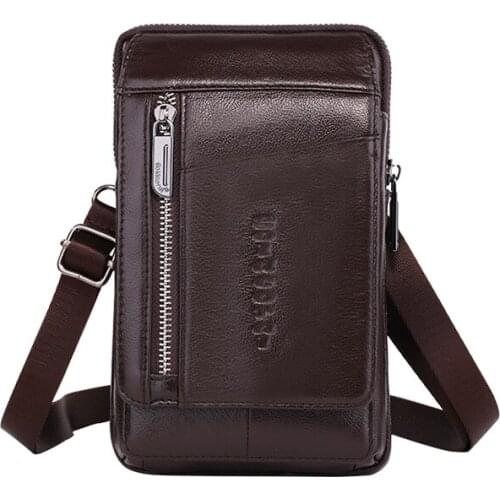 Shoulder Crossbody Bags Genuine Leather Waist Belt Bags Men Small Fanny Pack Phone Pouch Male Coin Purse Wallet Bag Travel