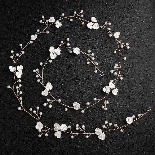Bridal Wedding Bride Hair Accessories Pearl Flower Tiaras Headbands Handmade Hairband Crowns Hair Decoration Headdress For Women