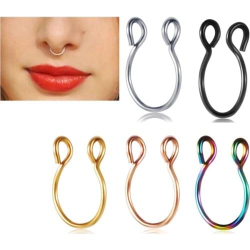 U Shaped Fake Nose Ring Hoop Septum Rings Stainless Steel Nose Piercing Fake Piercing Oreja Pircing Jewelry