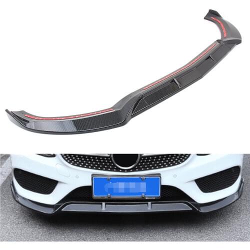 Carbon ABS Car Front Bumper Spoiler Lip Splitter Trim For Mercedes Benz C-Class W205 C180 C250 C300 C400 2015 2016 2017 2018
