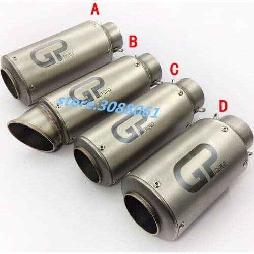 Laser Marking GP moto Stainelss Steel Motorcycle Universal 61mm 51mm Exhaust Escape Muffle For Yamaha Honda Kawasaki BMW Suzuki