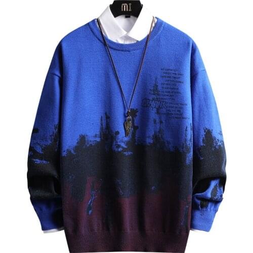 Japanese and European fashion autumn and winter sweater mens knitted pullover mens stand-up collar long-sleeved casual top