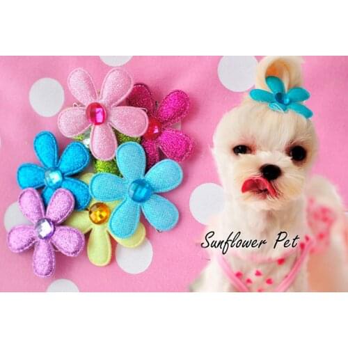 Pet Sunflower flower Clip Yorkshire flash /Pet Accessories / Pet Supplies/Dog accessories 20pcs/lot