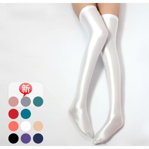 DROZEENO 2020 new over-knee socks 12 color satin sexy Japanese student socks Sexy shiny satin tights