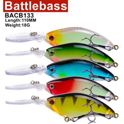 BATTLEBASS 1PCS Floating Deep Diving Crankbait Fishing Lures 18g/11cm Lifelike Wobblers With 6# Hooks peche isca artificial