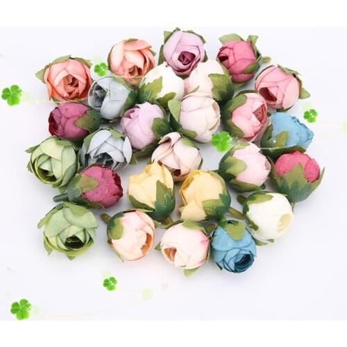 10pcs / Lot New 2cm Rose Flower Artificial Silk Fake Flower Head Wedding Bride Christmas Wreath Home Decoration DIY Headwear
