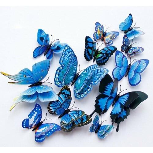 12pcs Vinyl Butterfly Wall Decals 3D Wall Stickers Matte Surface Colorful Butterfly For Childrens Room Decor