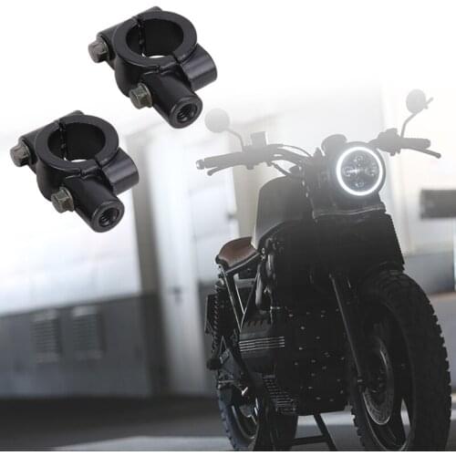 2Pcs 7/8" 10MM Black Universal Motorcycle Handlebar Mirror Mount Holder Clamp Adaptor