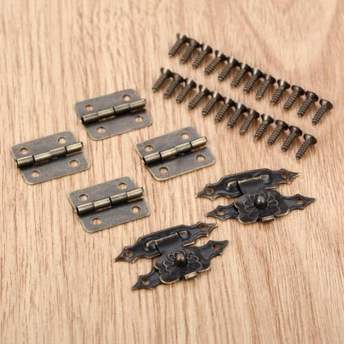 30Pcs Drawer Wood Box Cabinet Door Hasp Lock Hook Latch Butterfly Hinges For Jewellery Fittings Furniture Decorative