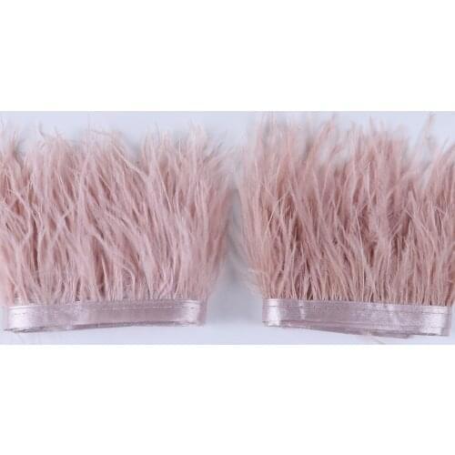 5/10 Yards 6-8CM Baby pink Ostrich Feather Trim trimming Wedding Dress/skirt Sewing accessories Ostrich Plume Ribbon Decoration