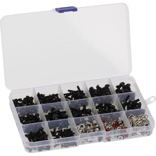 500Pcs RC Screw Kit RC Repair Tool Kit M3 M4 Hex Screws Nut Shell Buckle Hardware Fastener for 1/8 1/10 1/12 Scale RC Cars Truck