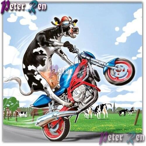 5d Animal cartoon cow motorcycle Diamond embroider Square Round Diamond Painting Diy Diamond Mosaic cross stitch Children gift