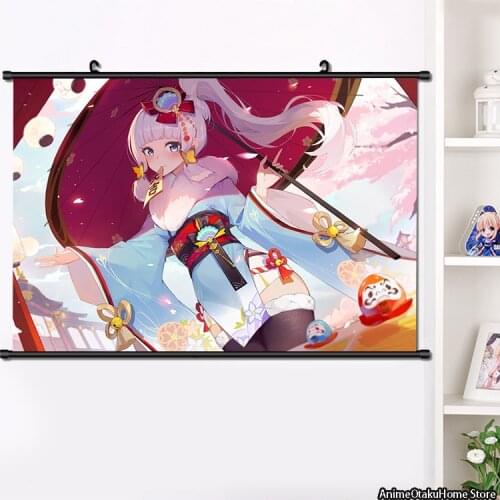 Anime Game Genshin Impact Ayaka Kamisato Lovely Girl Wall Scroll Painting Poster HD Print Home Decor Collection Art 40x60cm